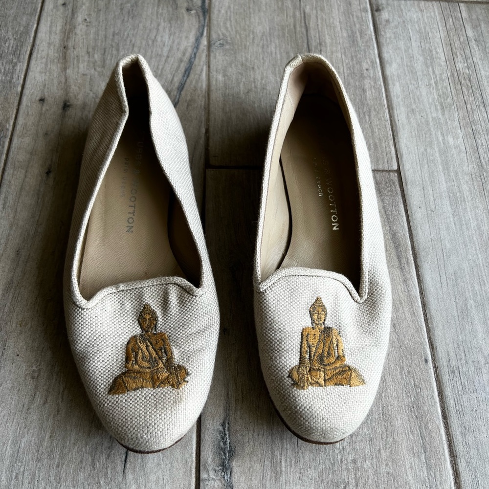 Stubbs & Wootton linen slippers. Size 7.5